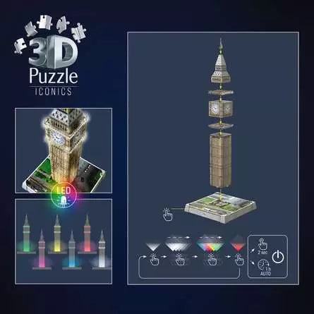 RAVENSBURGER, Iconics 3D, Big Ben- with light, 216 pieces