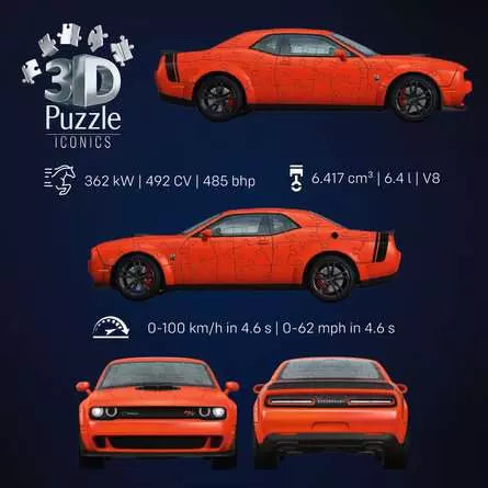Ravensburger 3D Iconics Dodge Challenger R/T Scat Pack Widebody 108 pc