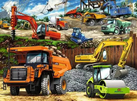 RAVENSBURGER, Construction Vehicles, Children's puzzle 100 XXL pieces