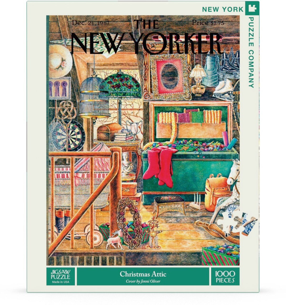 NEW YORK PUZZLE COMPANY, THE NEW YORKER, Christmas Attic, 1000 pcs (Dec 21, 1987)