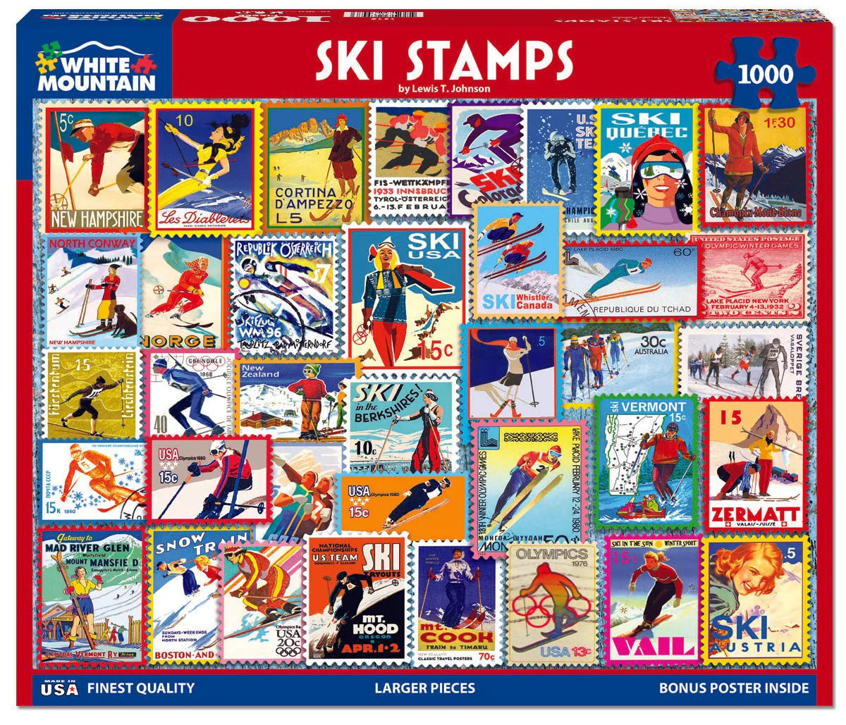 WHITE MOUNTAIN Ski Stamps (1915pz) 1000 PCS