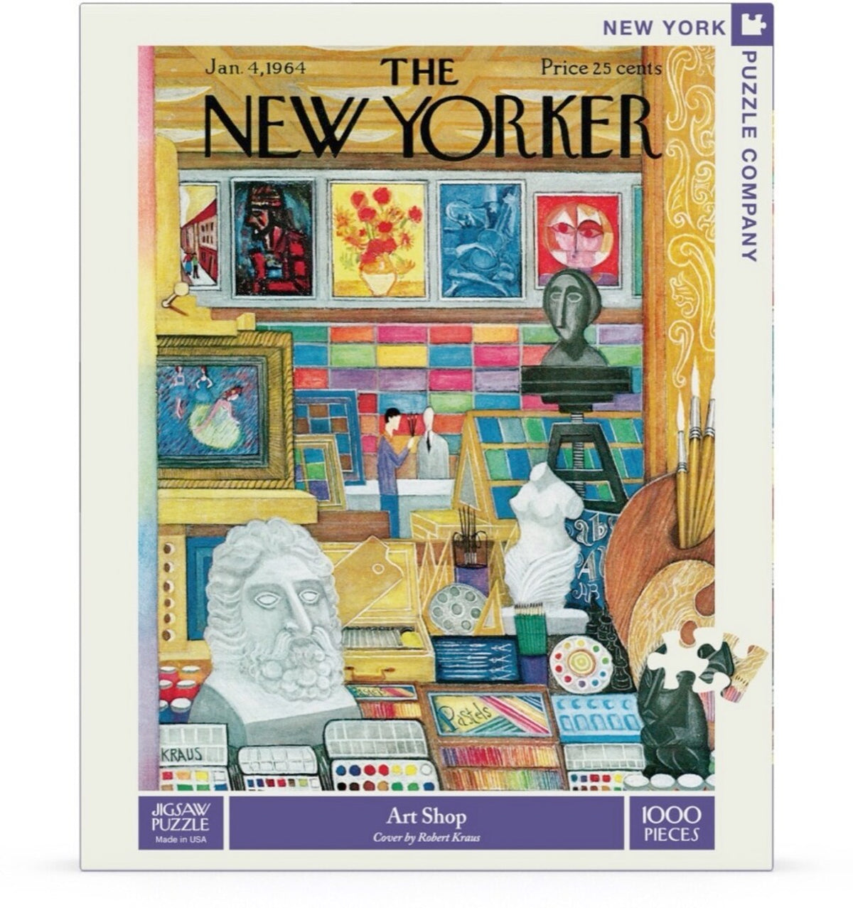 NEW YORK PUZZLE COMPANY, THE NEW YORKER, Art Shop, 1000 pcs (Jan 4, 1964)