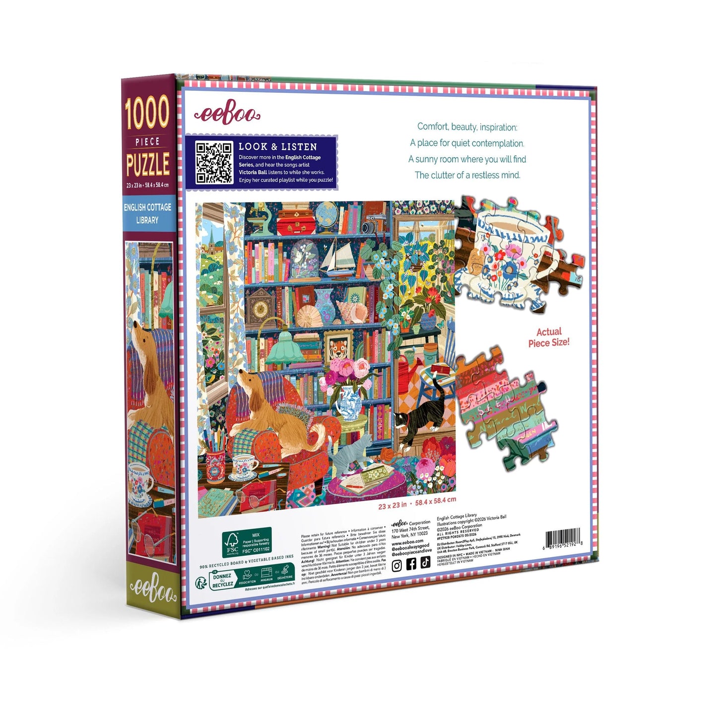 eeBoo English Cottage Library1000 Piece Puzzle