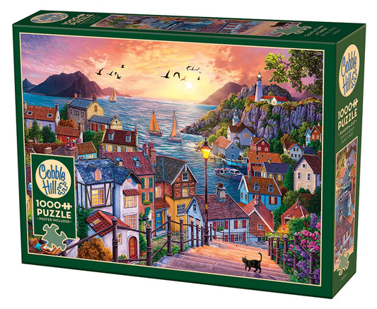 COBBLE HILL Coastal Town at Sunset | 1000 Piece
