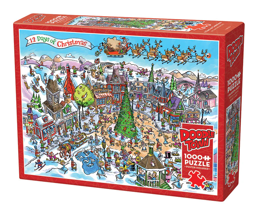 COBBLE HILL DoodleTown: 12 Days of Christmas | 1000 Piece
