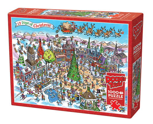 COBBLE HILL DoodleTown: 12 Days of Christmas | 1000 Piece