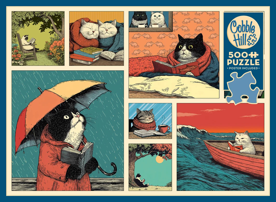 COBBLE HILL Cats Chillin With Books | 500 Piece