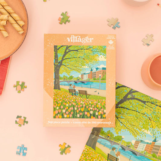 VILLAGER Tulip Season | 500-Piece Puzzle for Adults | Designed in Canada by Diana Pinnell