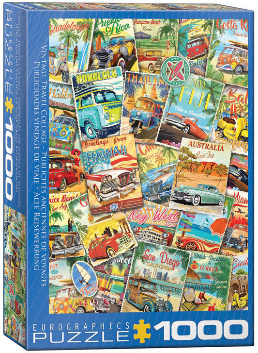 Eurographics Vintage Travel Collage 1000-Piece Puzzle.
