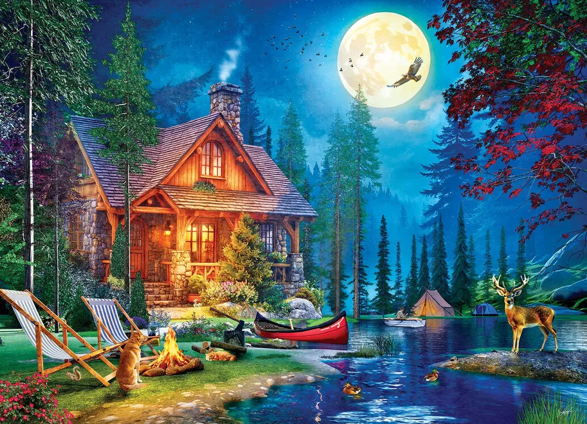 Eurographics Moon Lake Cabin 1000 piece Puzzle.