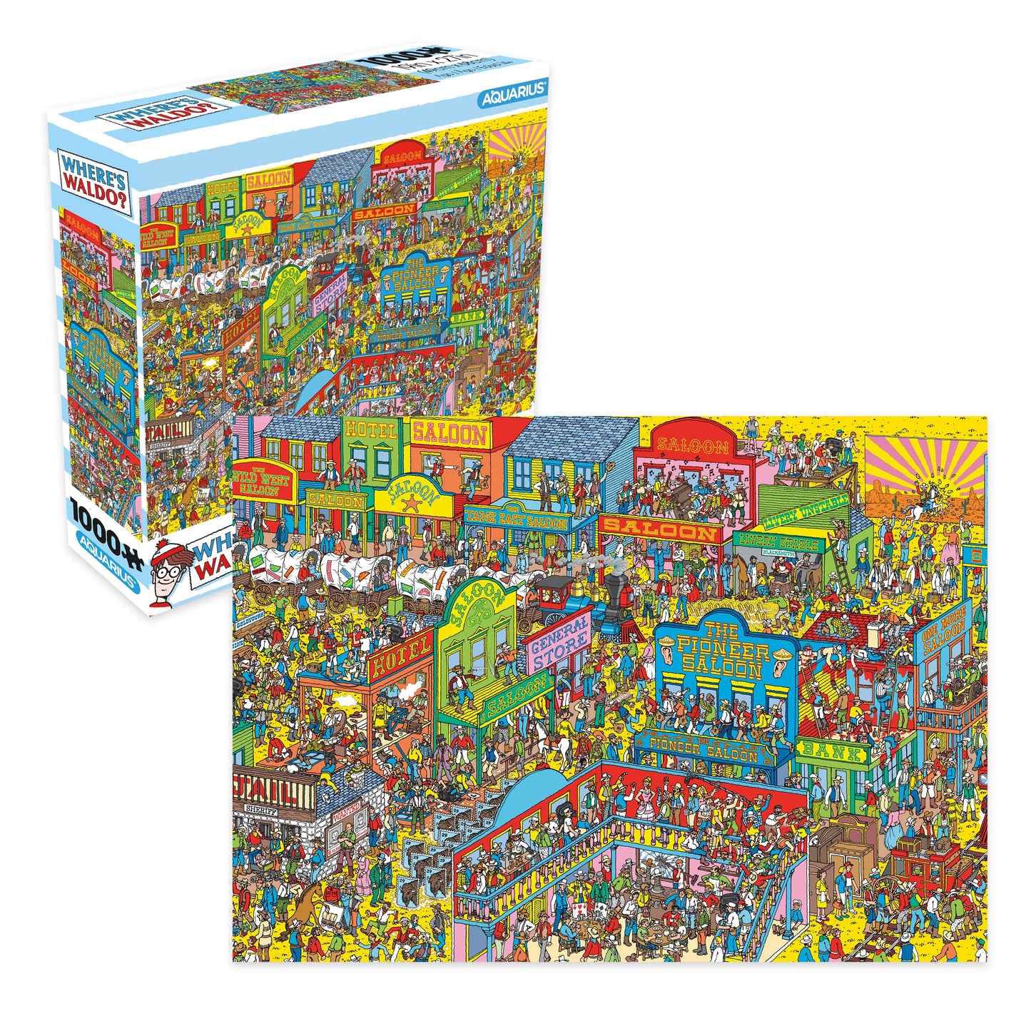 AQUARIUS Where’s Waldo Wild Wild West 1000 Piece Jigsaw Puzzle (8×8 Box)