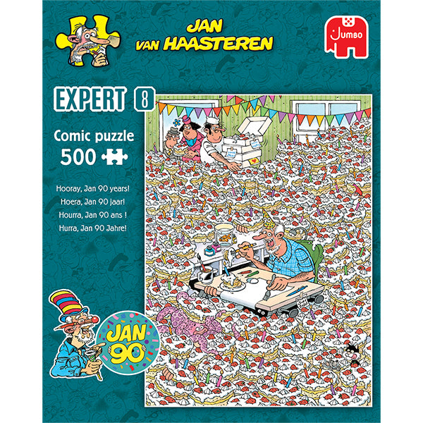 JUMBO Jan van Haasteren JvH EXPERT 8, Hooray Jan 90 years! 500 pcs
