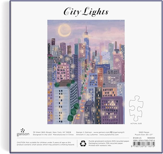 GALISON City Lights 1000 Pc Puzzle In a Square box