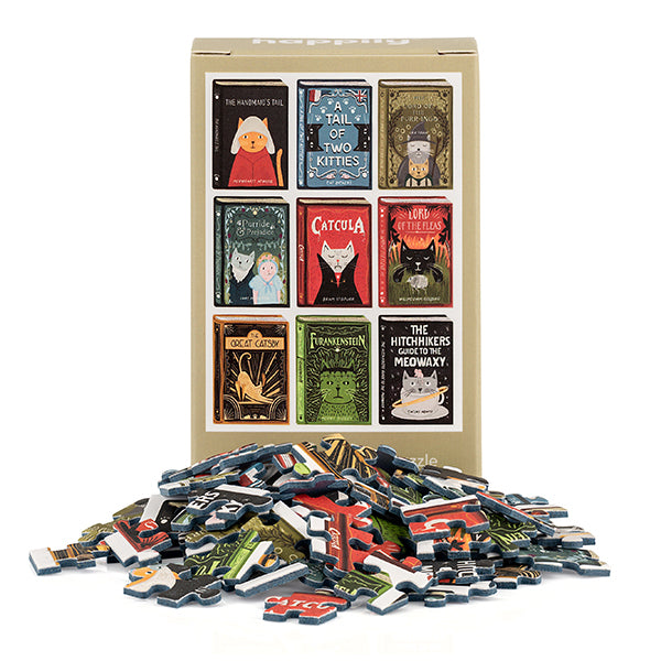 HAPPILY, Book Cats - 99 Piece Mini Jigsaw Puzzle