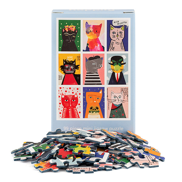 HAPPILY, Art Cats - 99 Piece Mini Jigsaw Puzzle