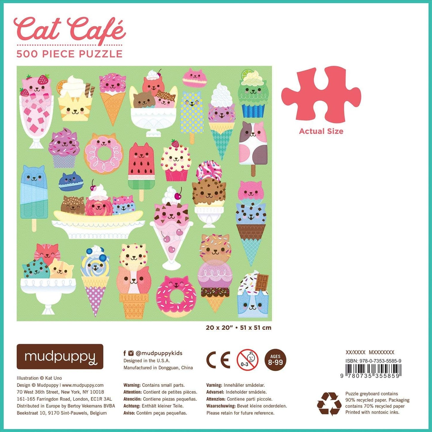 MUDPUPPY Cat Cafe 500 Piece Puzzle
