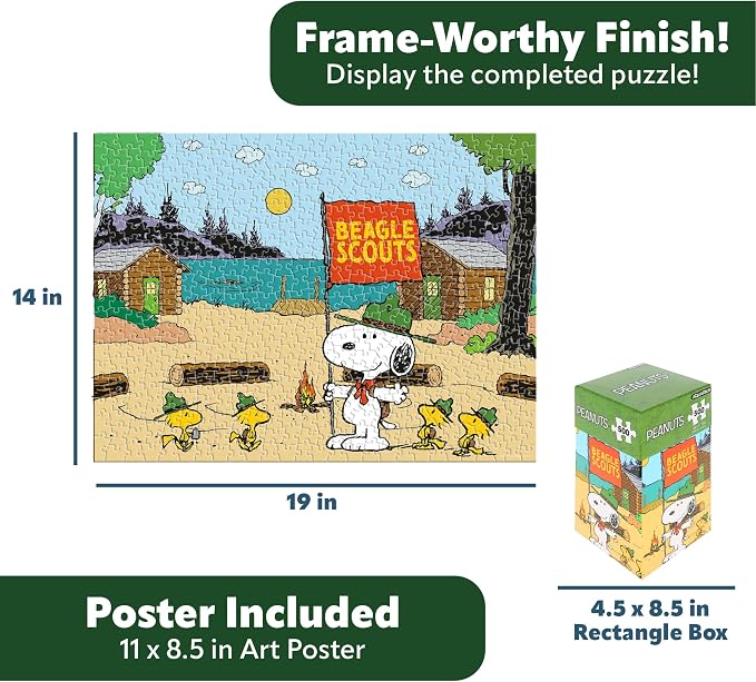 AQUARIUS Peanuts Beagle Scouts 500 Piece Jigsaw Puzzle (Vertical Box)