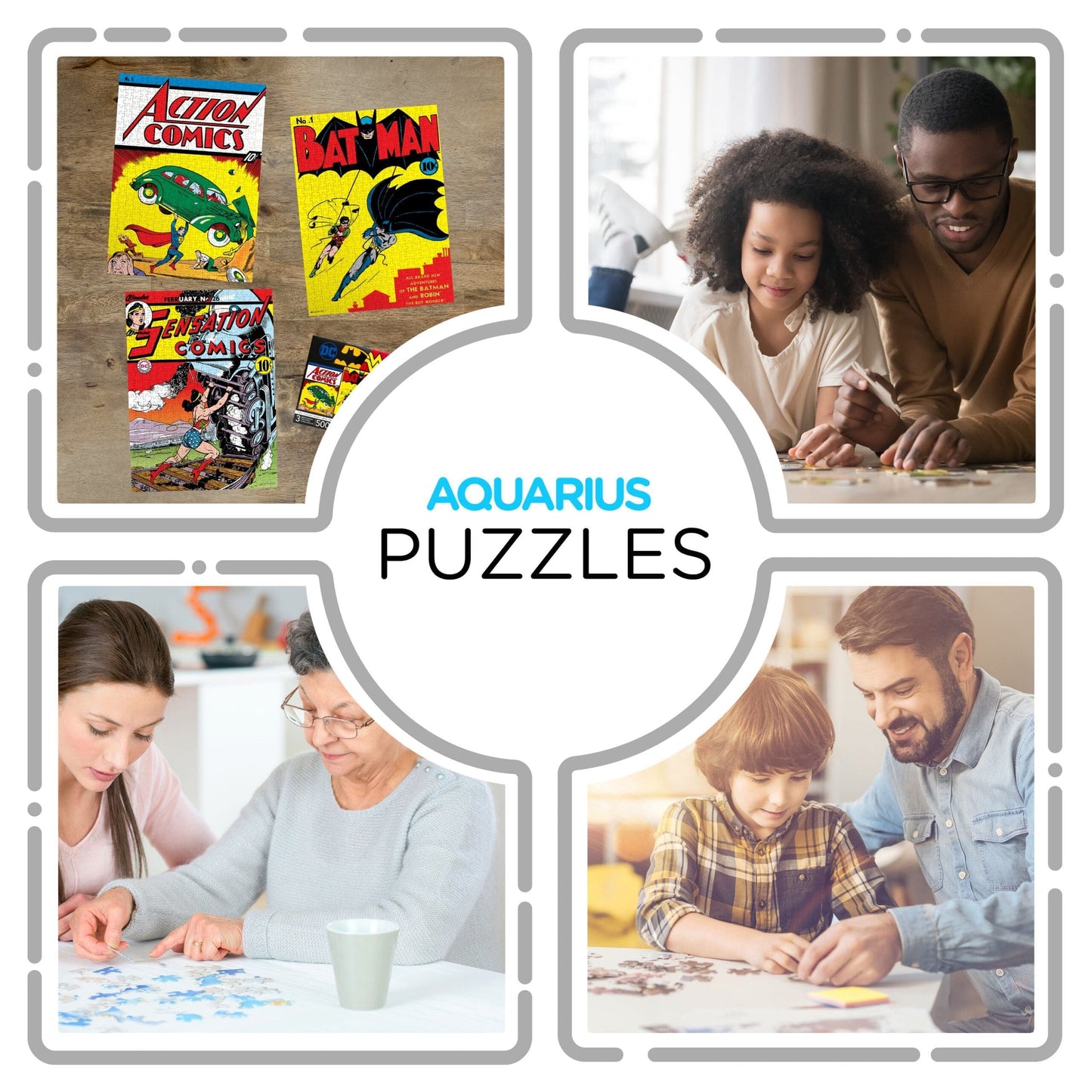 AQUARIUS DC Comics 3 x 500 Piece Jigsaw Puzzle Set