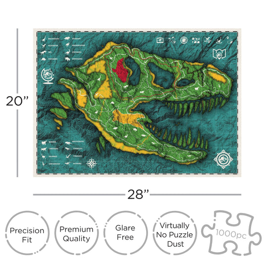 AQUARIUS Jurassic World Map 1000 Piece Jigsaw Puzzle