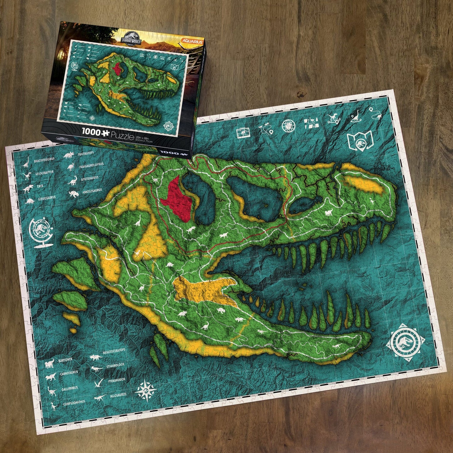 AQUARIUS Jurassic World Map 1000 Piece Jigsaw Puzzle