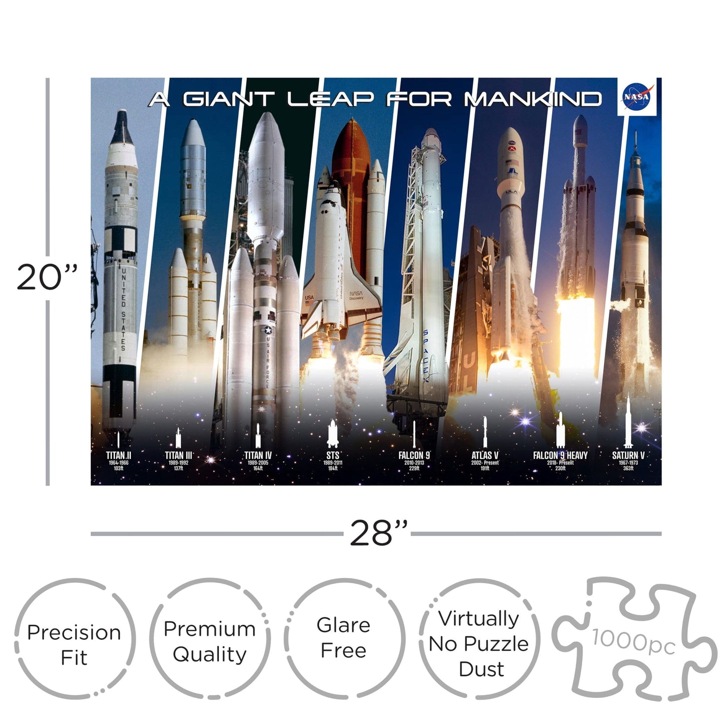 AQUARIUS NASA Rocket Grid 1000 Piece Jigsaw Puzzle