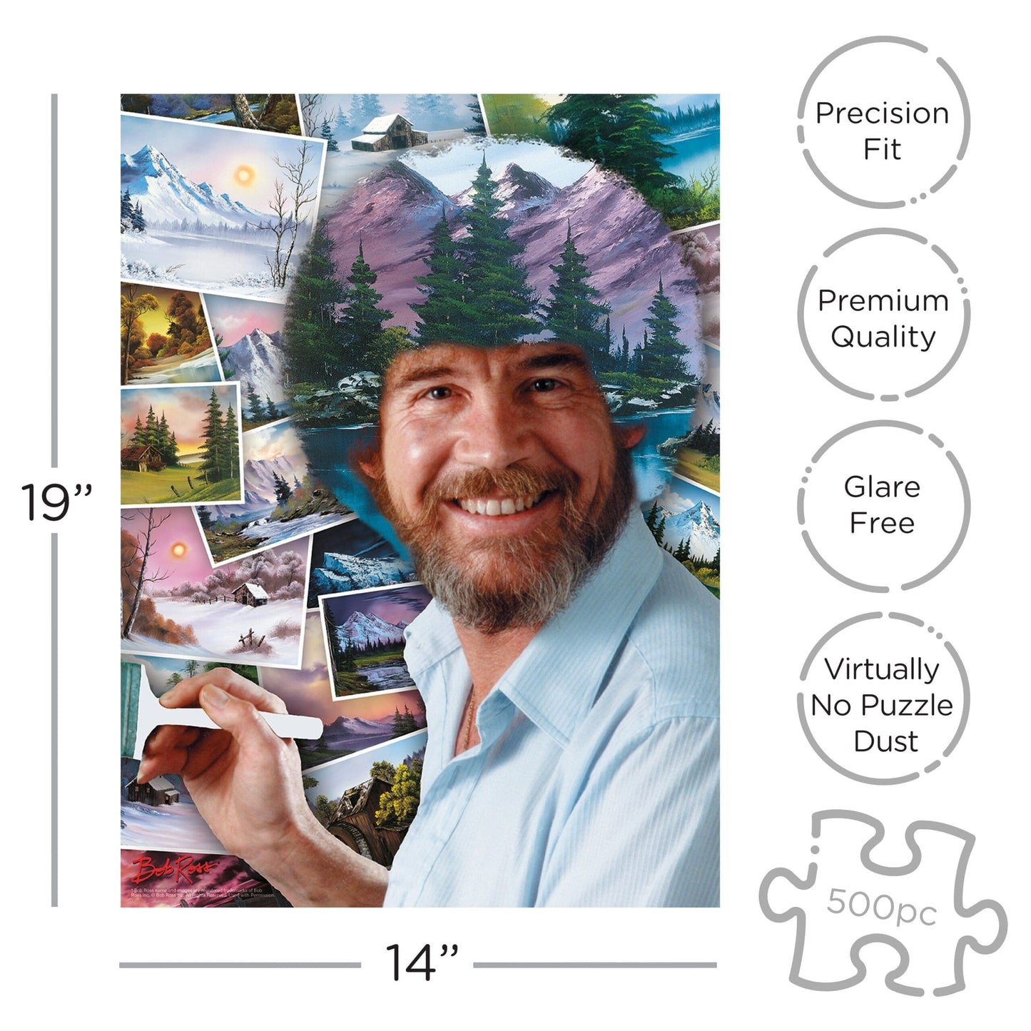 AQUARIUS Bob Ross Hair 500 Piece Jigsaw Puzzle