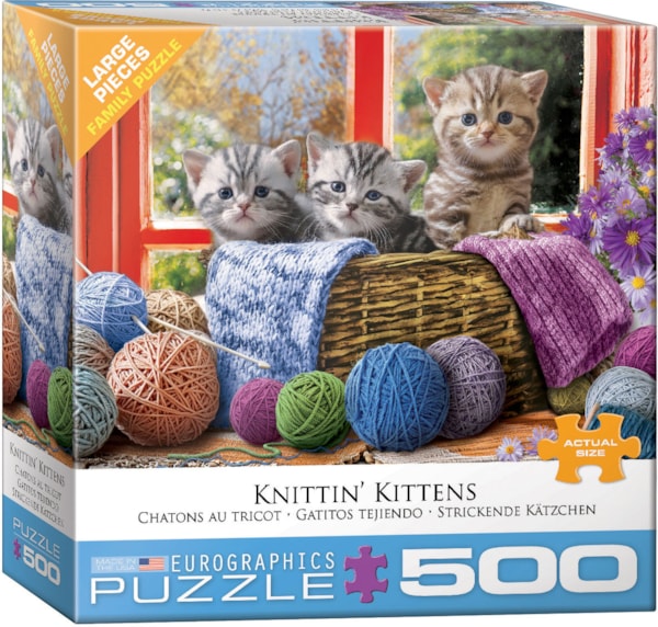 Eurographics Knittin' Kittens  Large Oversize 500 pieces Puzzle