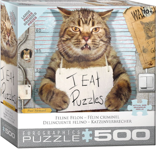 Eurographics Feline Felon  Large Oversize 500 pieces Puzzle