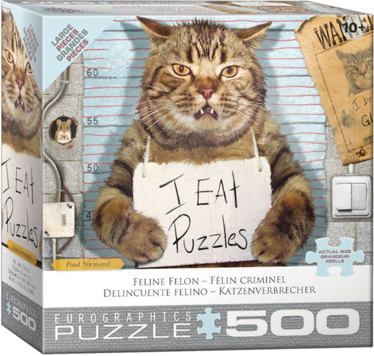 Eurographics Feline Felon  Large Oversize 500 pieces Puzzle