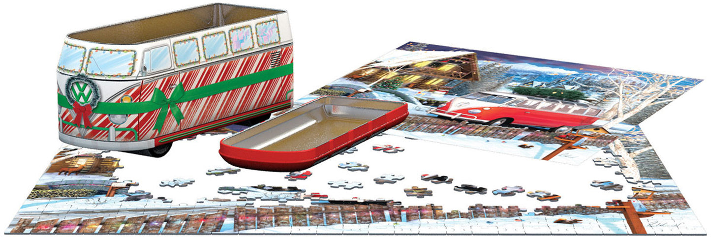 EUROGRAPHICS VW Christmas Bus Tin  550 Puzzle