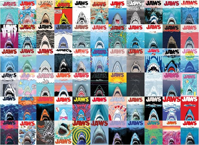 AQUARIUS JAWS Poster Collage 500 Piece Jigsaw Puzzle (Vertical Box)