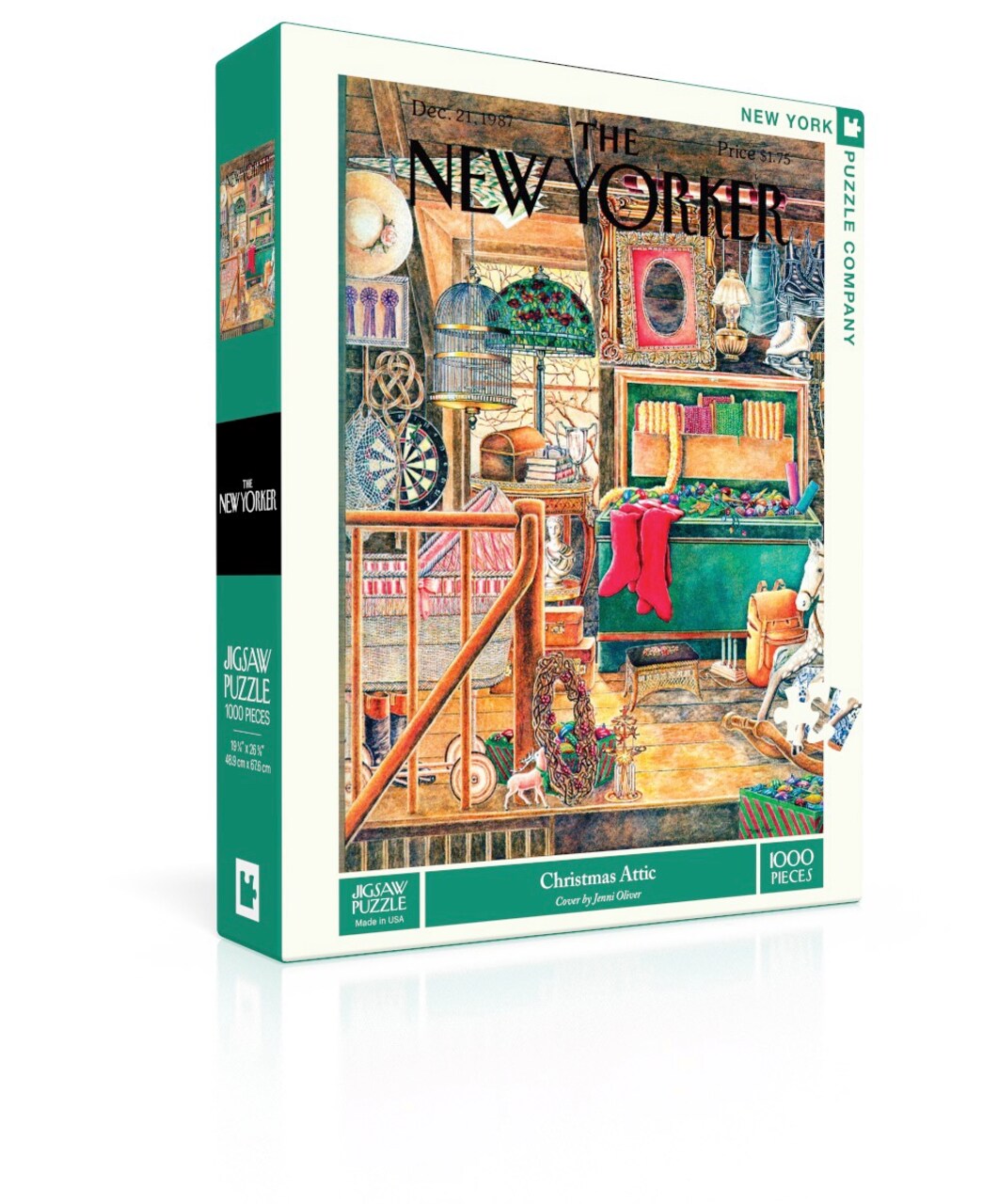 NEW YORK PUZZLE COMPANY, THE NEW YORKER, Christmas Attic, 1000 pcs (Dec 21, 1987)
