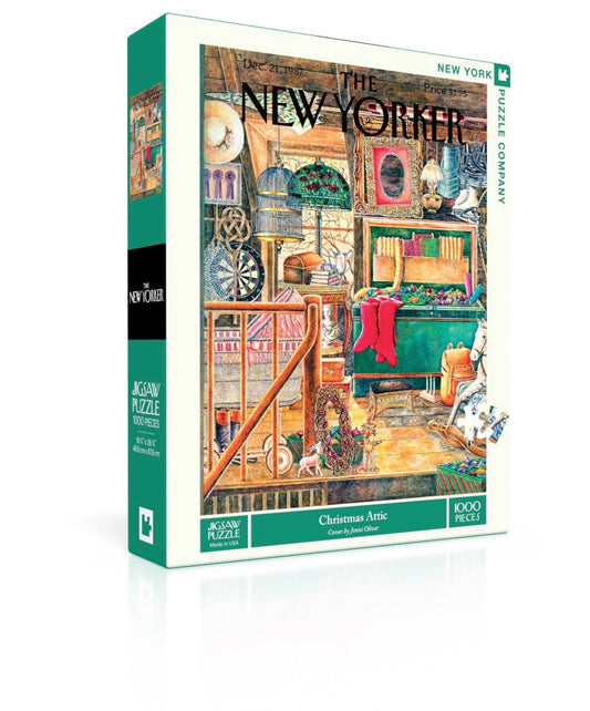 NEW YORK PUZZLE COMPANY, THE NEW YORKER, Christmas Attic, 1000 pcs (Dec 21, 1987)
