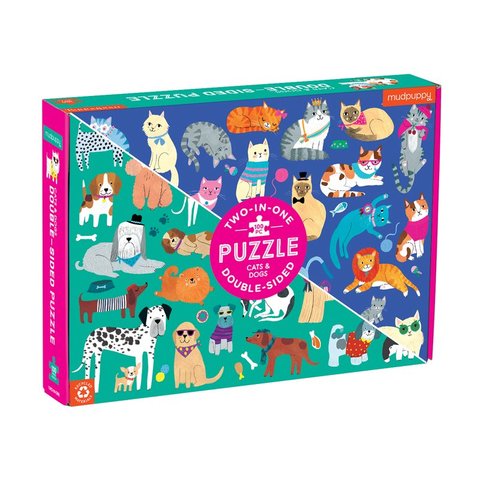 MUDPUPPY Cats & Dogs 100 Piece Double-Sided Puzzle