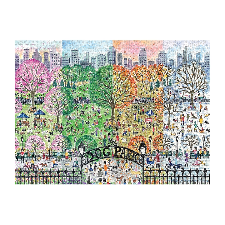 GALISON Michael Storrings Dog Park in Four Seasons 1000 Piece Puzzle