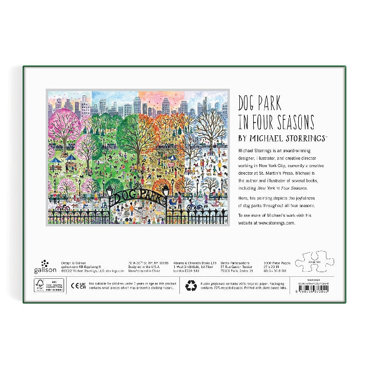 GALISON Michael Storrings Dog Park in Four Seasons 1000 Piece Puzzle