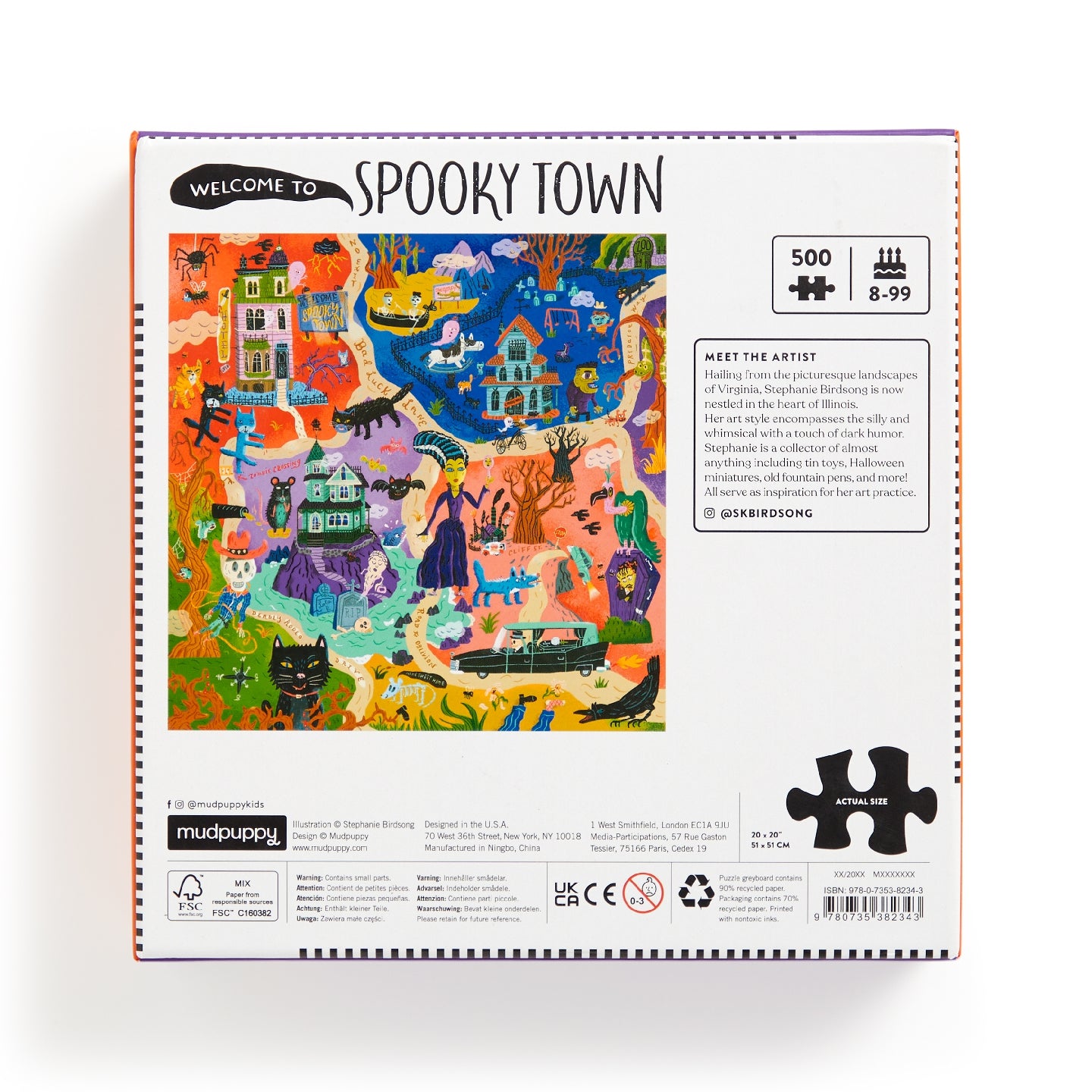 MUDPUPPY Welcome to Spooky Town 500 Piece Family Puzzle