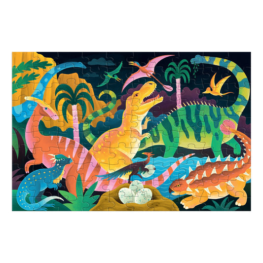 MUDPUPPY Dinosaur Park 100 Piece Glow in the Dark Puzzle
