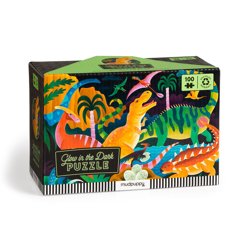 MUDPUPPY Dinosaur Park 100 Piece Glow in the Dark Puzzle