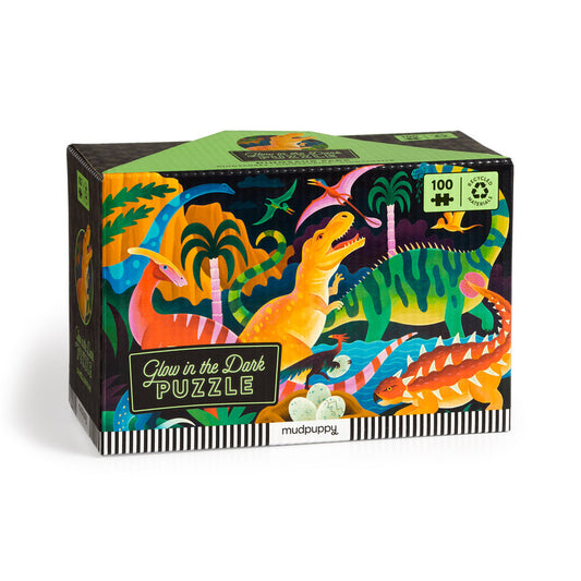 MUDPUPPY Dinosaur Park 100 Piece Glow in the Dark Puzzle