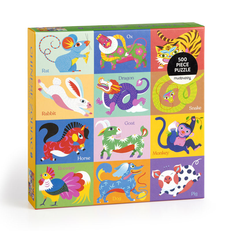 MUDPUPPY Chinese Zodiac 500 Piece Family Puzzle