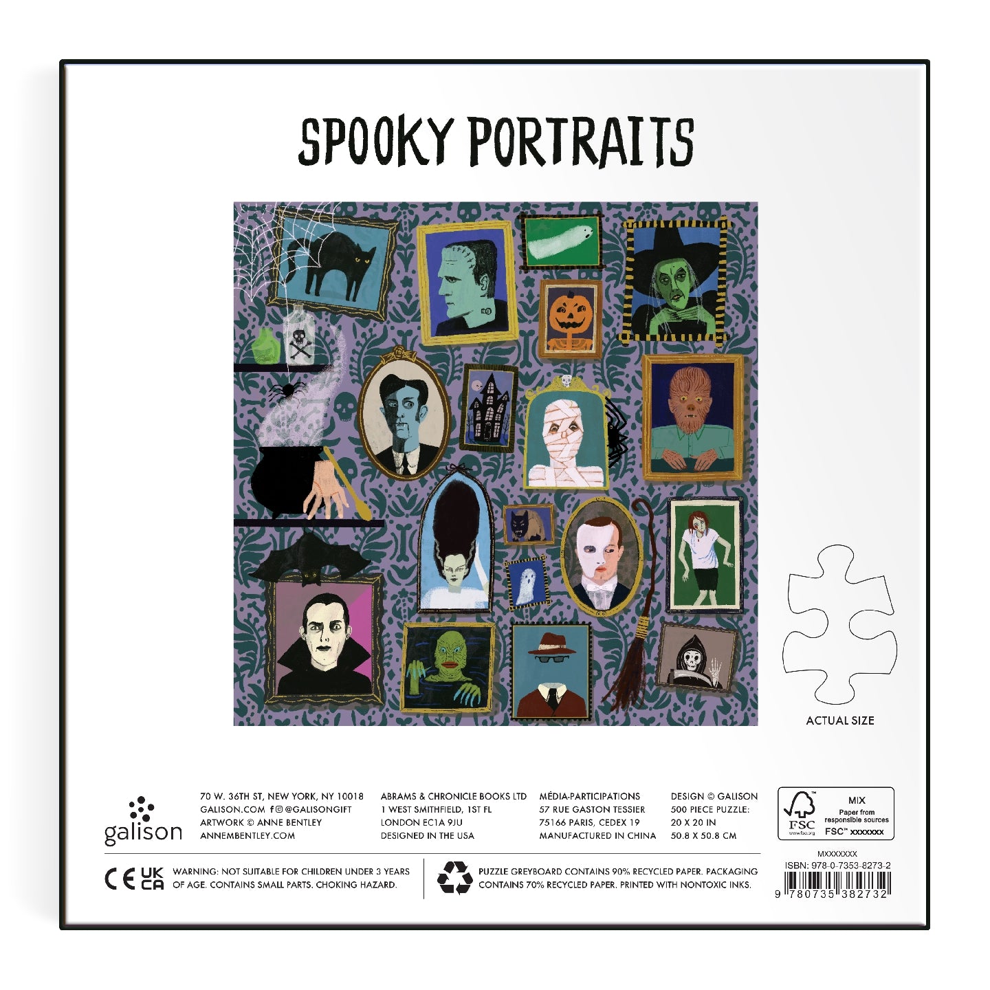 GALISON Spooky Portraits 500 Piece Foil Puzzle