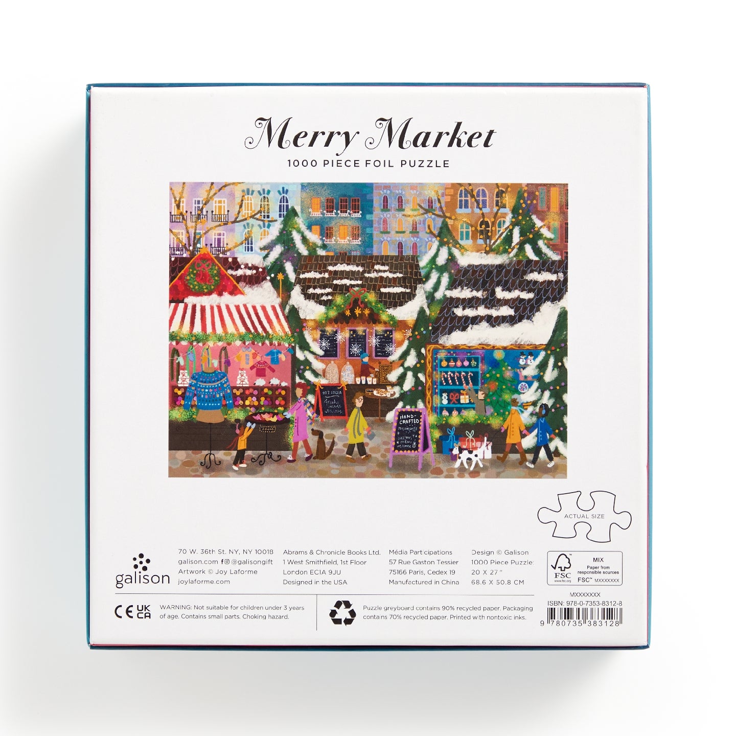 GALISON Joy Laforme Merry Market 1000 Piece Foil Puzzle in a Square Box