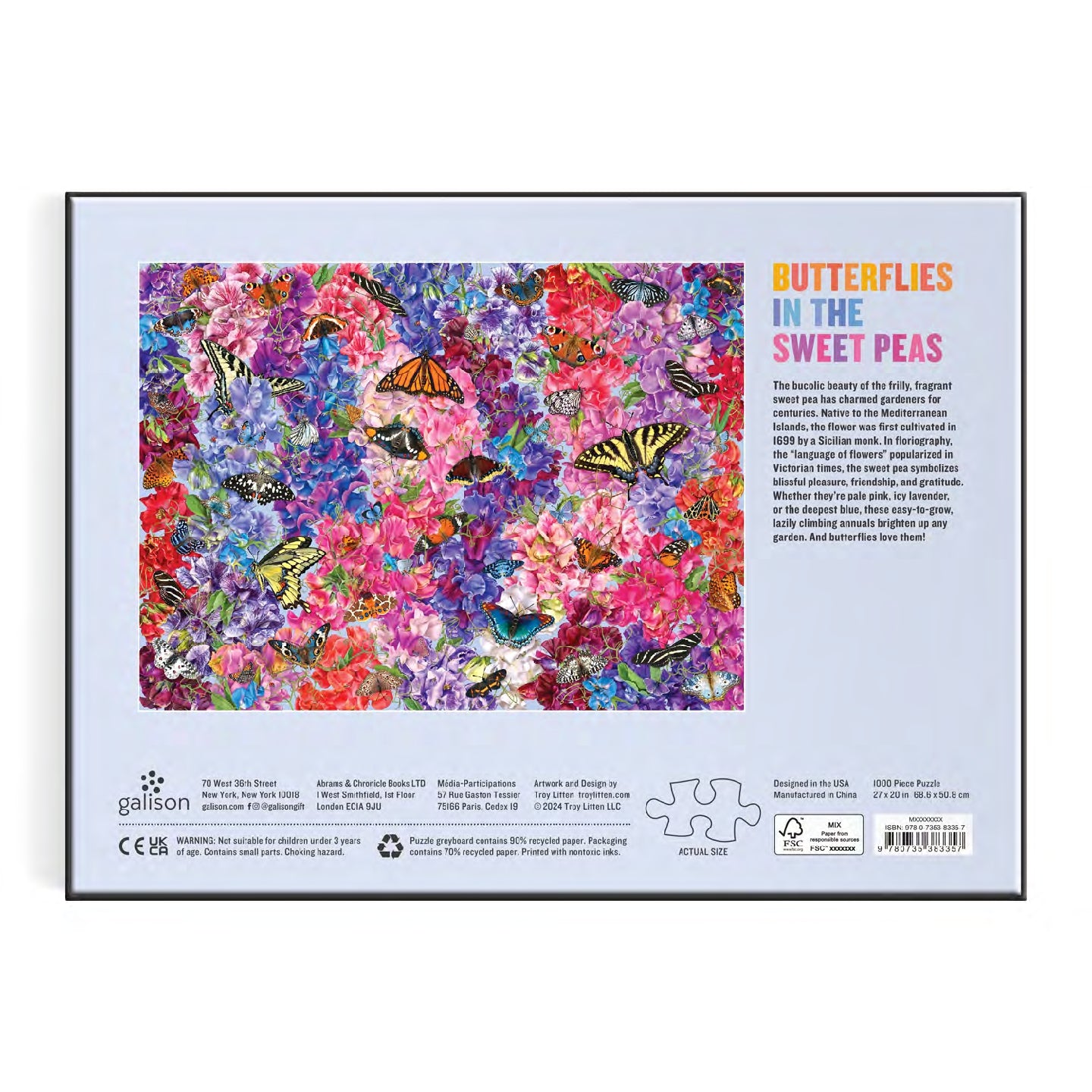 GALISON Troy Litten Butterflies In the Sweet Peas 1000 Piece Puzzle