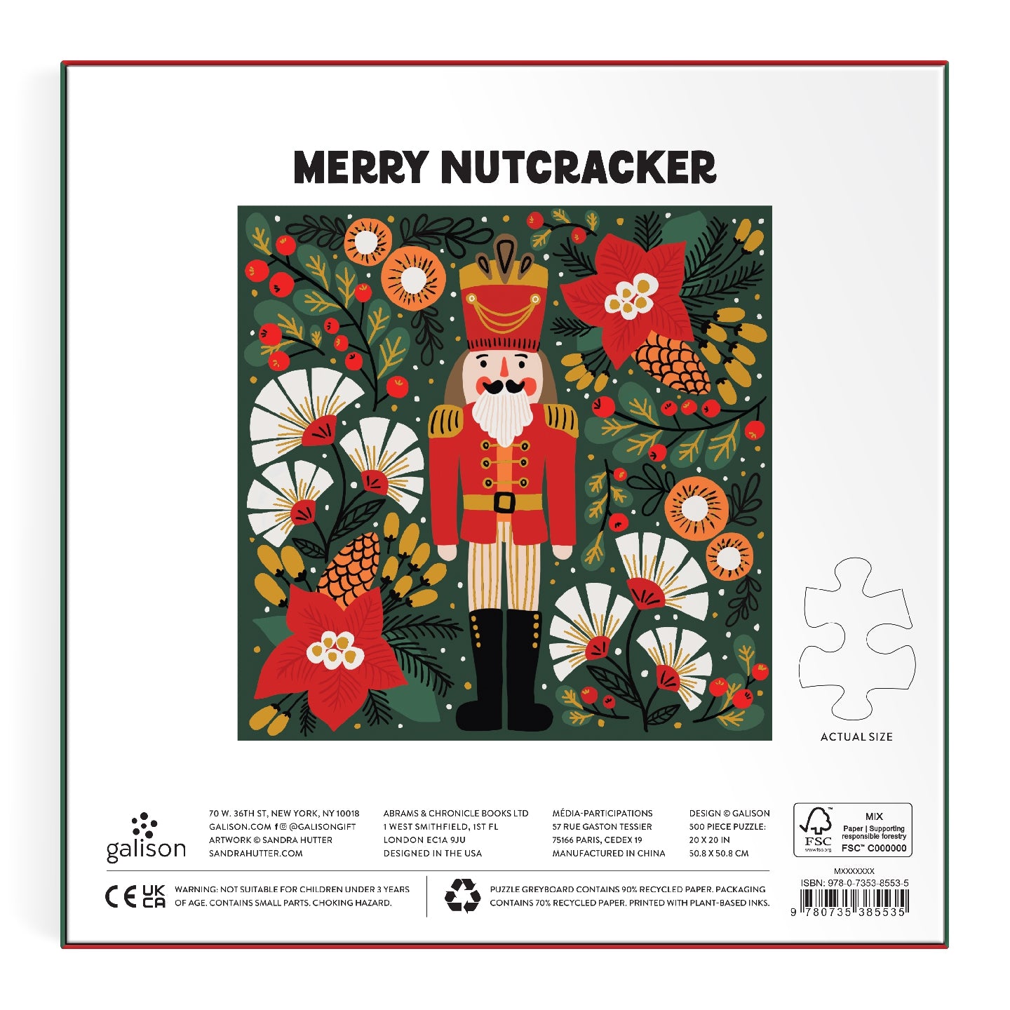 GALISON Merry Nutcracker 500 Piece Foil Puzzle