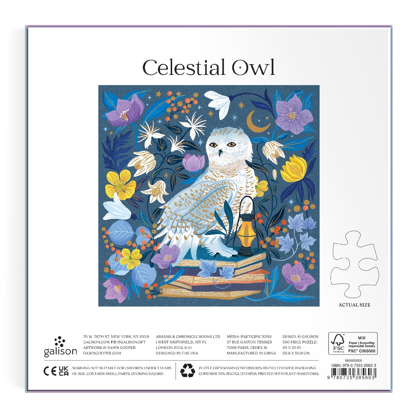 GALISON Celestial Owl 500 Piece Foil Puzzle