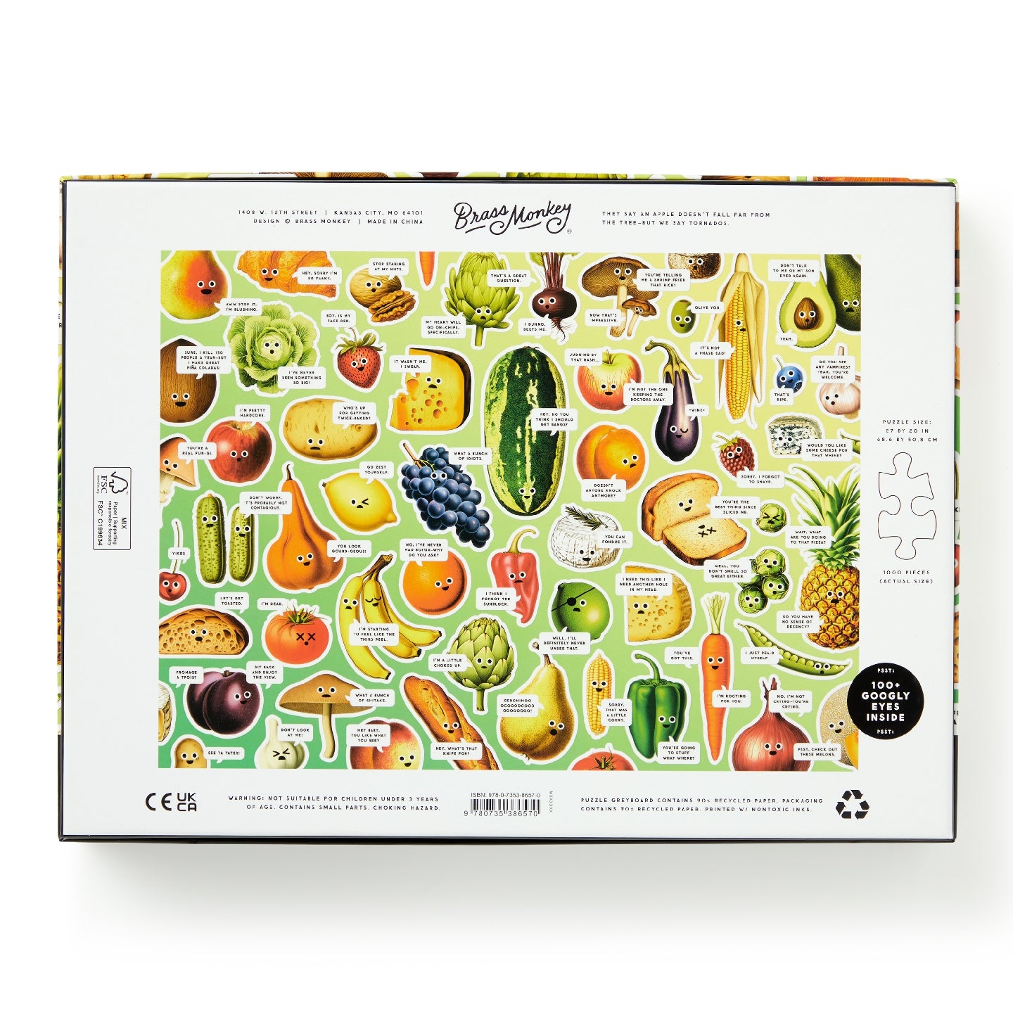 BRASS MONKEY Googly Food 1000 Piece Puzzle