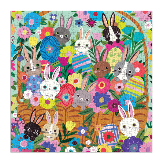 MUDPUPPY Blooming Bunnies 500 Piece Foil Family Puzzle