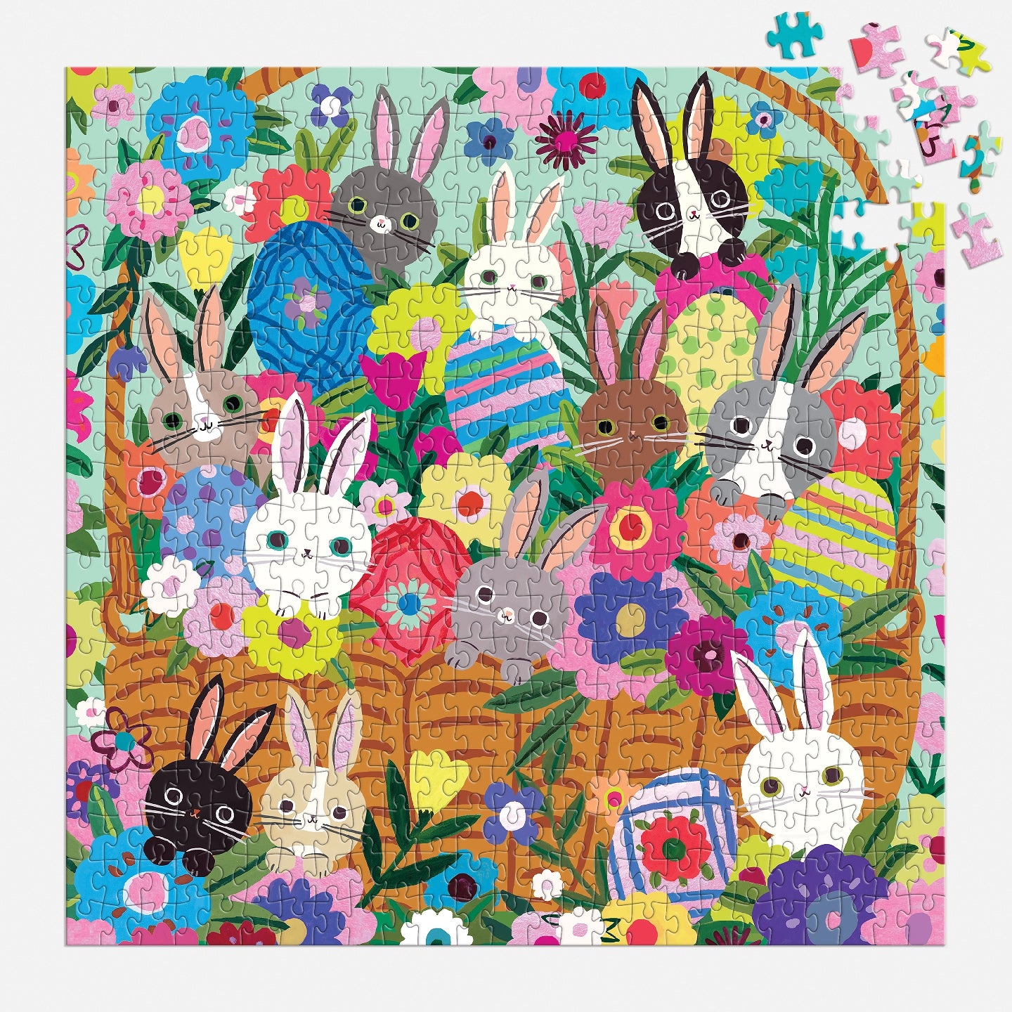 MUDPUPPY Blooming Bunnies 500 Piece Foil Family Puzzle
