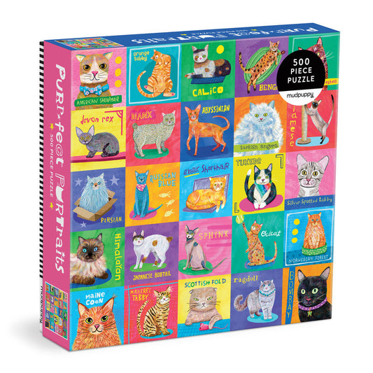 MUDPUPPY Purr-fect Portraits 500 Piece Family Puzzle